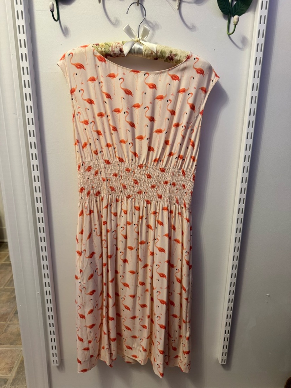 kate spade Cream Dress with Coral Flamingo Print